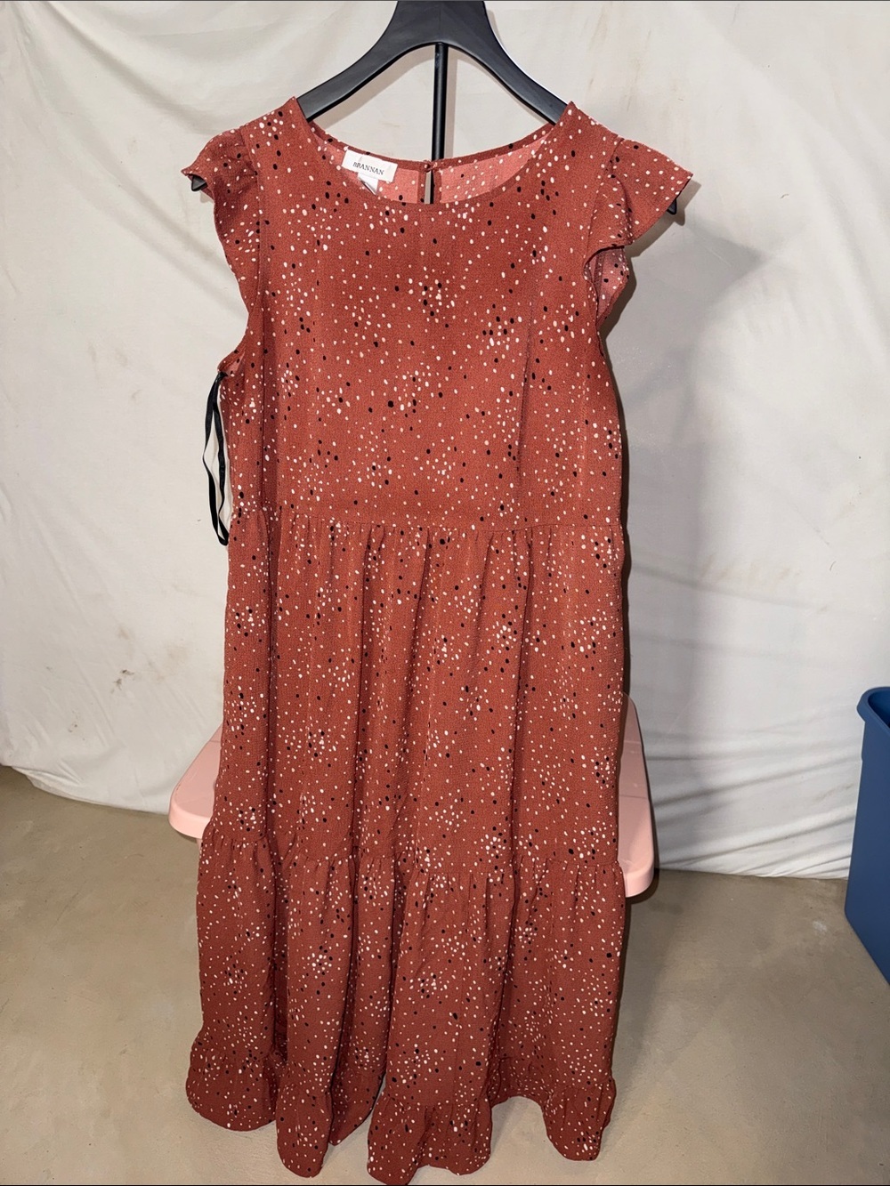 Rust Dot Tiered Maxi Dress by Brannon